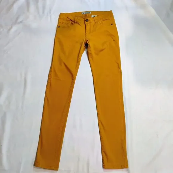 Emperial Women’s Size 7 Mustard Yellow Skinny Stretch Low Rise Jeans Embellished - Picture 12 of 15
